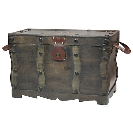 Vintiquewise Antique Style Distressed Wooden Pirate Treasure Chest, Coffee Table Trunk QI003250L